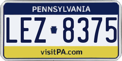 PA license plate LEZ8375