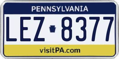 PA license plate LEZ8377