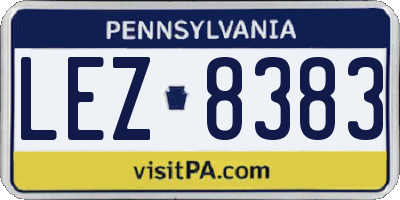 PA license plate LEZ8383