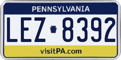 PA license plate LEZ8392