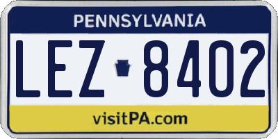 PA license plate LEZ8402