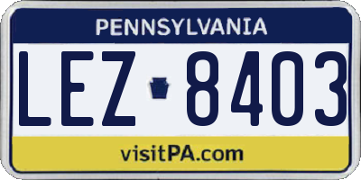 PA license plate LEZ8403