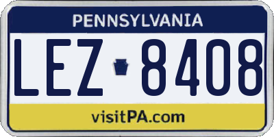PA license plate LEZ8408