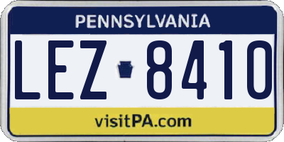PA license plate LEZ8410