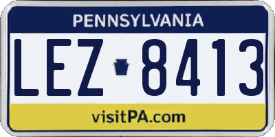 PA license plate LEZ8413