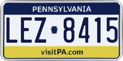 PA license plate LEZ8415