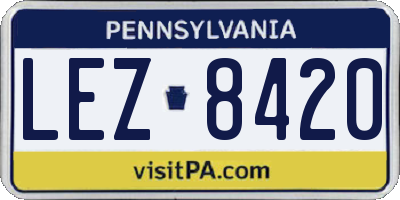 PA license plate LEZ8420