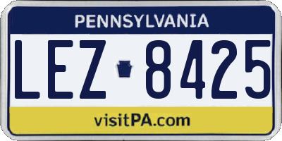 PA license plate LEZ8425