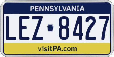 PA license plate LEZ8427