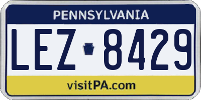 PA license plate LEZ8429