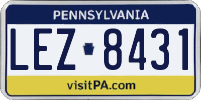 PA license plate LEZ8431