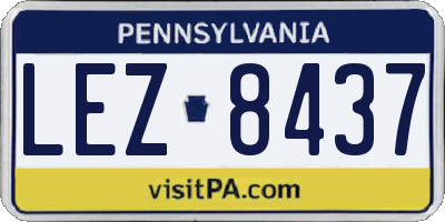 PA license plate LEZ8437