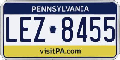 PA license plate LEZ8455