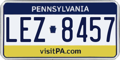 PA license plate LEZ8457