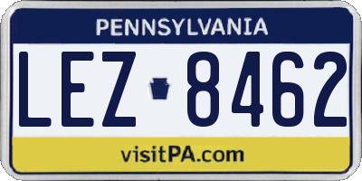 PA license plate LEZ8462