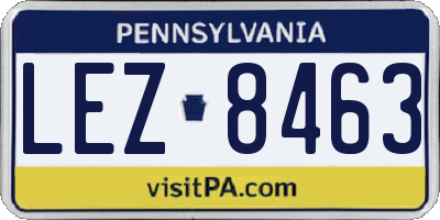 PA license plate LEZ8463