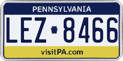 PA license plate LEZ8466