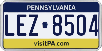 PA license plate LEZ8504