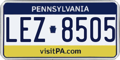 PA license plate LEZ8505