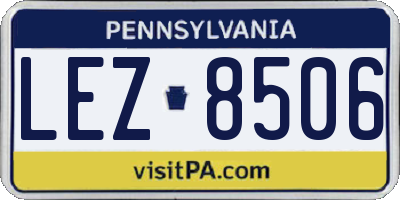 PA license plate LEZ8506
