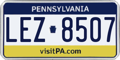 PA license plate LEZ8507