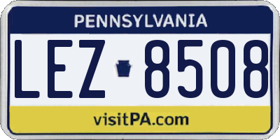 PA license plate LEZ8508