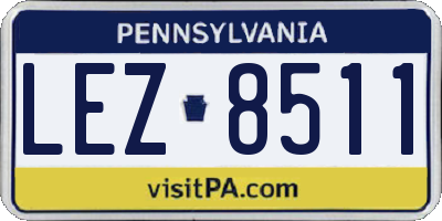 PA license plate LEZ8511