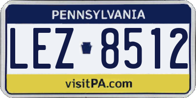 PA license plate LEZ8512