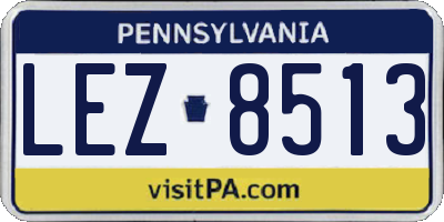 PA license plate LEZ8513
