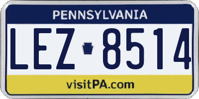PA license plate LEZ8514