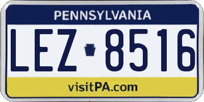 PA license plate LEZ8516
