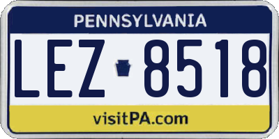 PA license plate LEZ8518