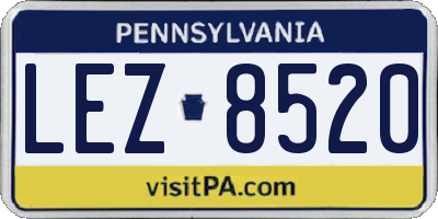 PA license plate LEZ8520