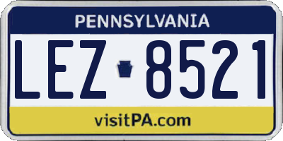 PA license plate LEZ8521