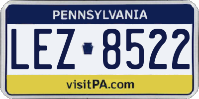 PA license plate LEZ8522