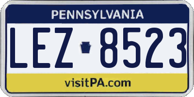 PA license plate LEZ8523