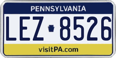 PA license plate LEZ8526