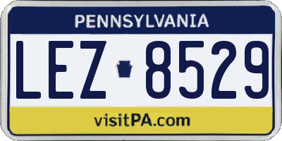 PA license plate LEZ8529