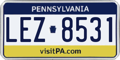 PA license plate LEZ8531