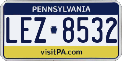 PA license plate LEZ8532