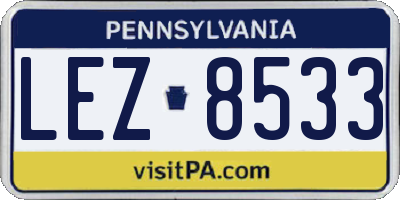 PA license plate LEZ8533