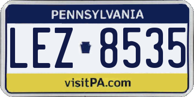 PA license plate LEZ8535