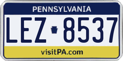 PA license plate LEZ8537