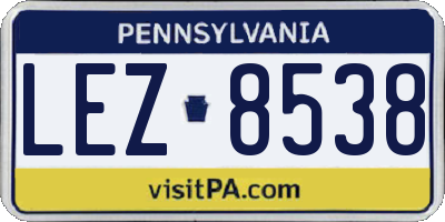 PA license plate LEZ8538