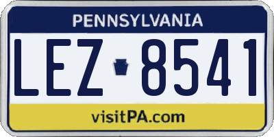 PA license plate LEZ8541
