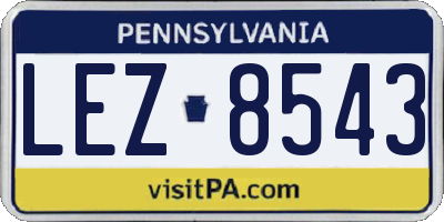 PA license plate LEZ8543