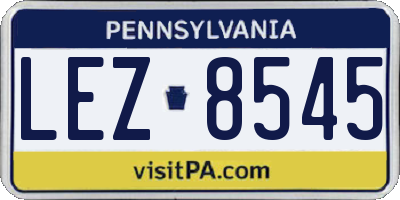 PA license plate LEZ8545