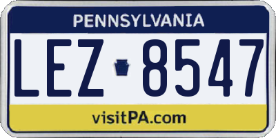 PA license plate LEZ8547