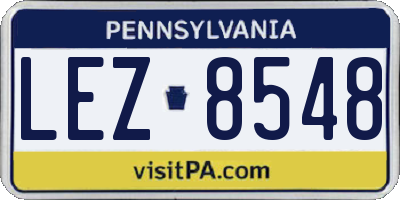 PA license plate LEZ8548