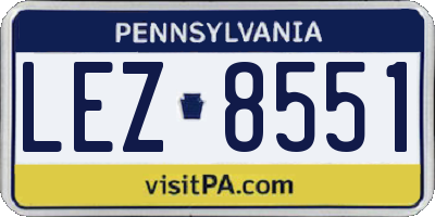 PA license plate LEZ8551